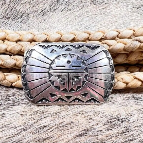 Native American Sterling Silver Belt Buckle - Picture 1 of 3